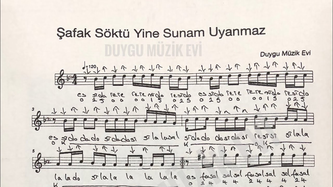 Şafak söktü yine sunam uyanmaz solfej