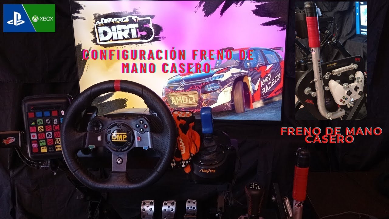 Configuración freno de mano casero, sin cambio secuencial. Dirt 5 PS4/Xbox, en volantes Logitech.