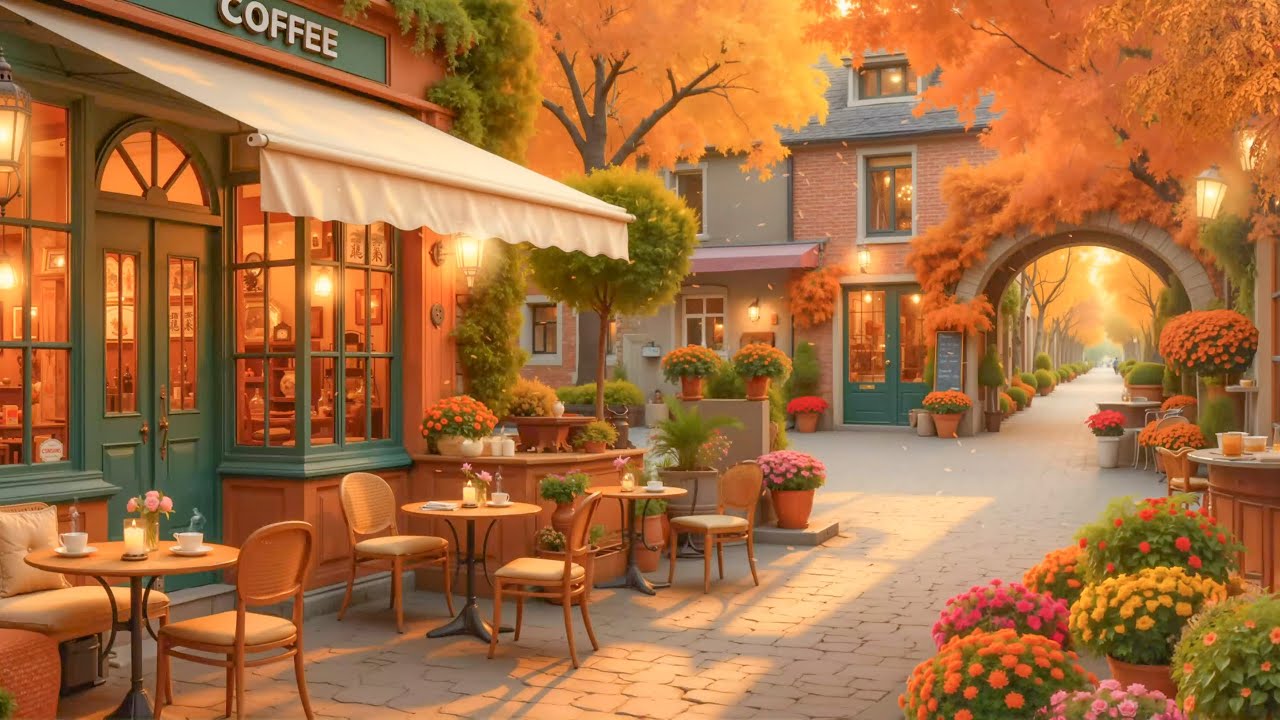 Cozy Autumn Jazz 🍂 Vintage Coffee Street Ambience with Smooth Relaxing Jazz for Work & Study