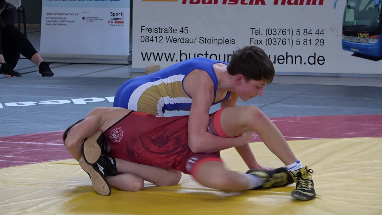 Wrestling / Ringen, LM Sachsen 2023, Jugend B, Freestyle, 48 kg, Finale 1+2, Heinrich - Fröber