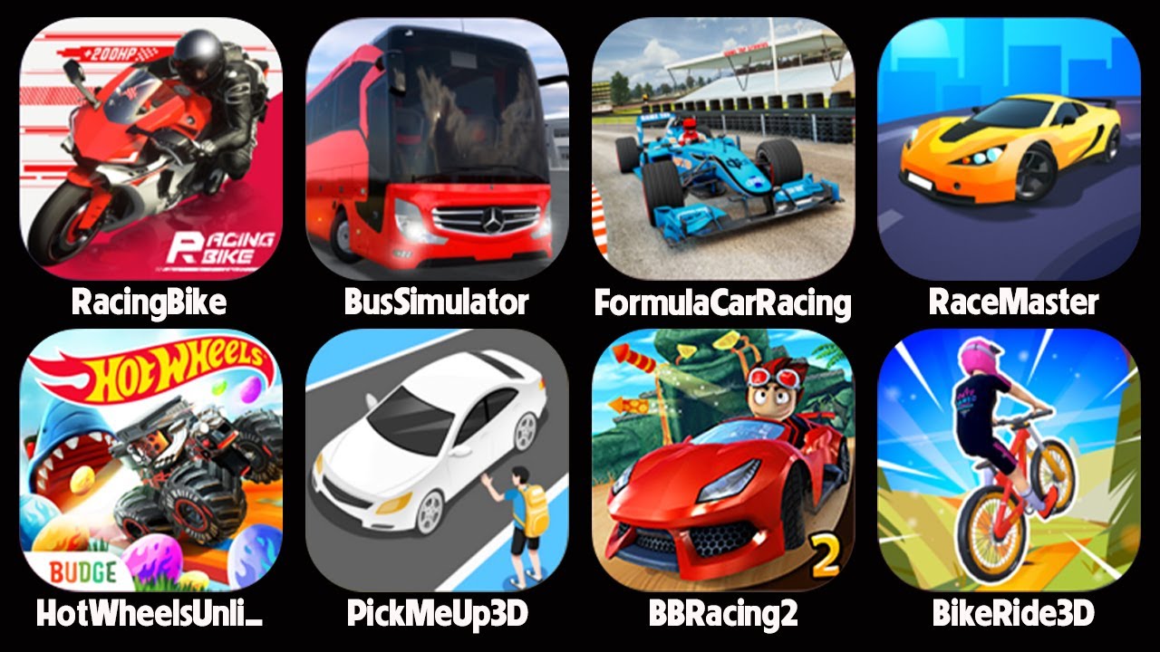 Race Master 3D,Bus Simulator,BB Racing 2,Hot Wheels Race Off,Bike Ride 3D,Formula Car Racing Stunts