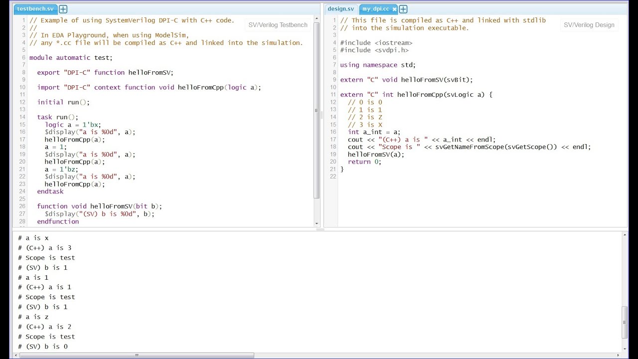 SystemVerilog DPI (Direct Programming Interface)