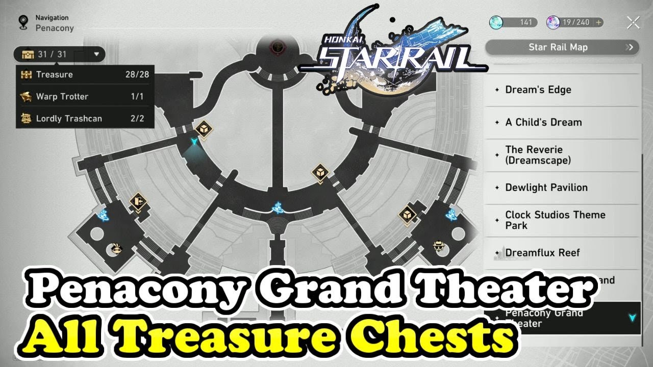 Honkai Star Rail Penacony Grand Theater All Chest Locations (Chests & Warp Trotter & Lordly Trashcan