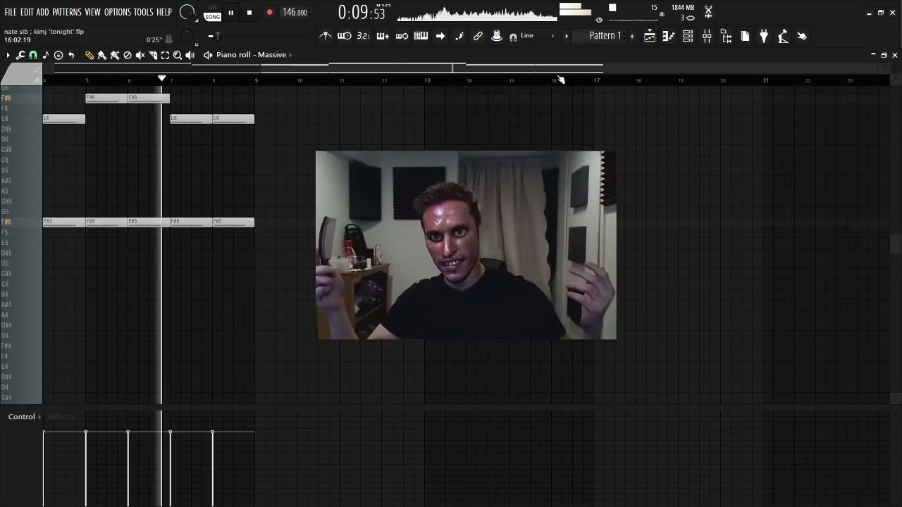 Making a beat like 'tonight' by nate sib with a wretched beast on the screen