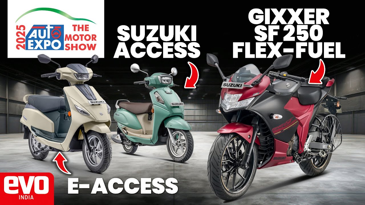 Updated Suzuki Access and Gixxer flex-fuel launched, e-Access unveiled | Auto Expo 2025 | evoIndia