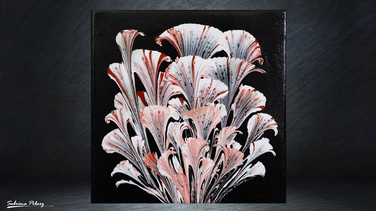 🌈 PEINTURE FLEURS avec une CHAINE Démo tableau abstrait acrylique pouring fluid art SABCREATIONS
