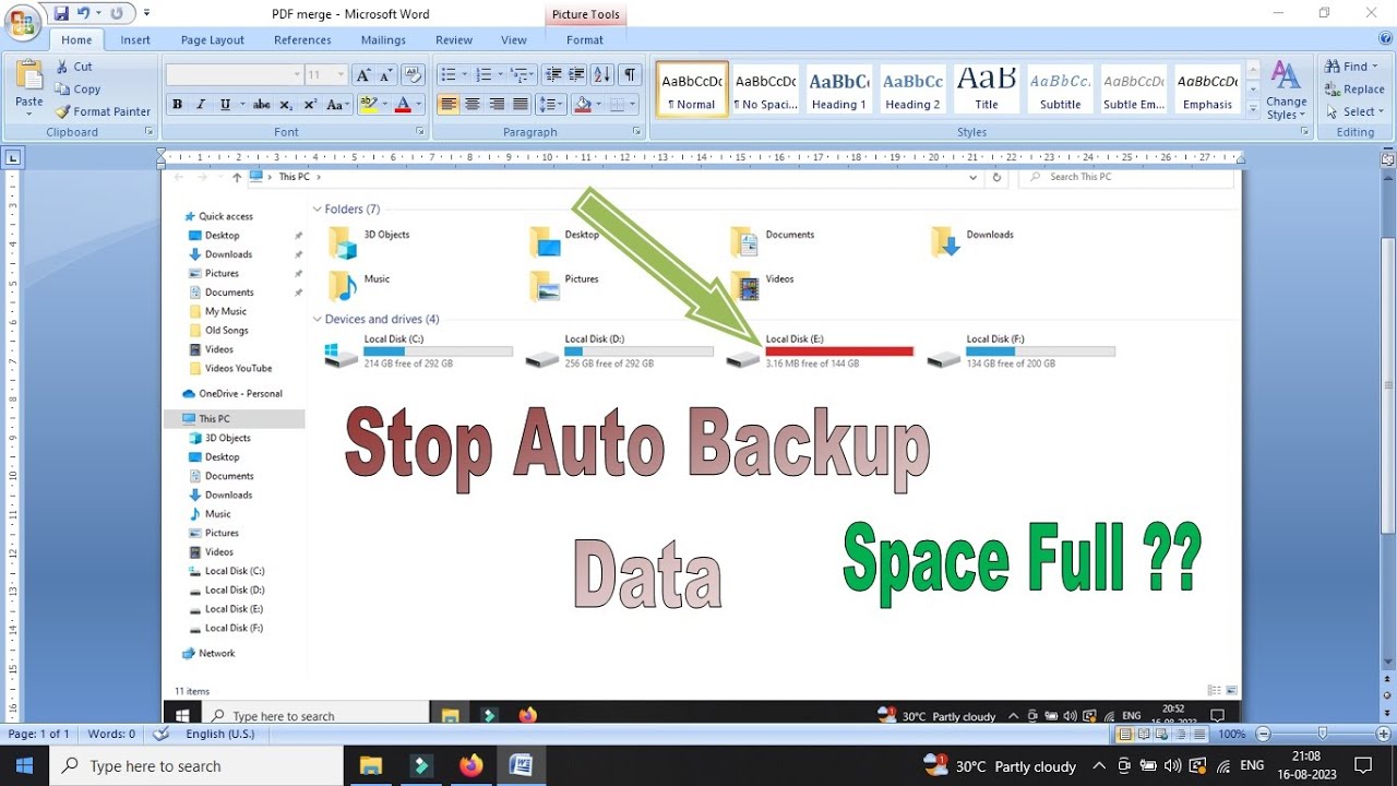 Stop Auto Backup Data in PC/windows