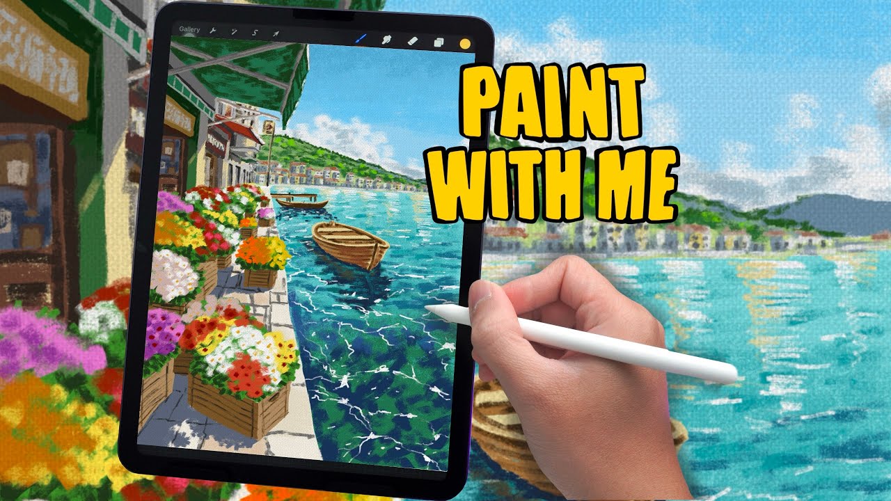Paint With Me | Cozy Seaside Harbor | Procreate Relaxing iPad Drawing
