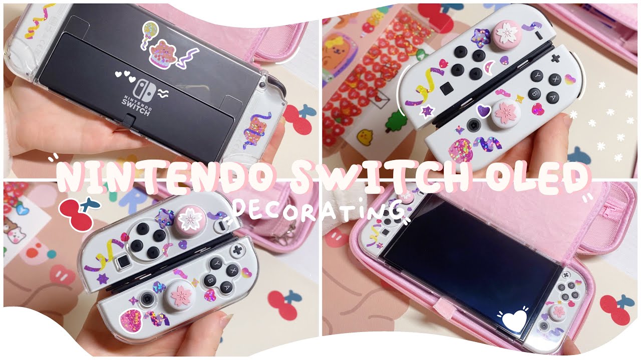 💖decorating and customizing my nintendo switch oled🌸 | aesthetic, stickers, case