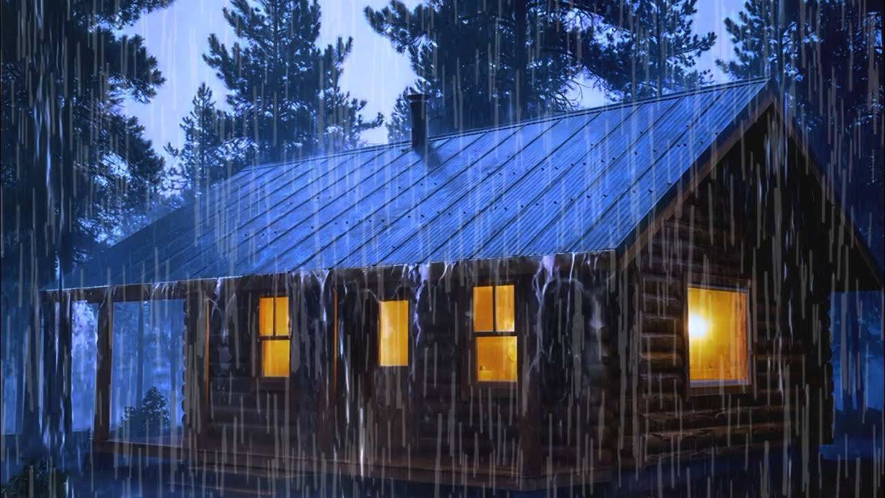 🌧️ Heavy Rain on a Cozy Cabin | Instantly Fall Asleep to Night Rain Sounds