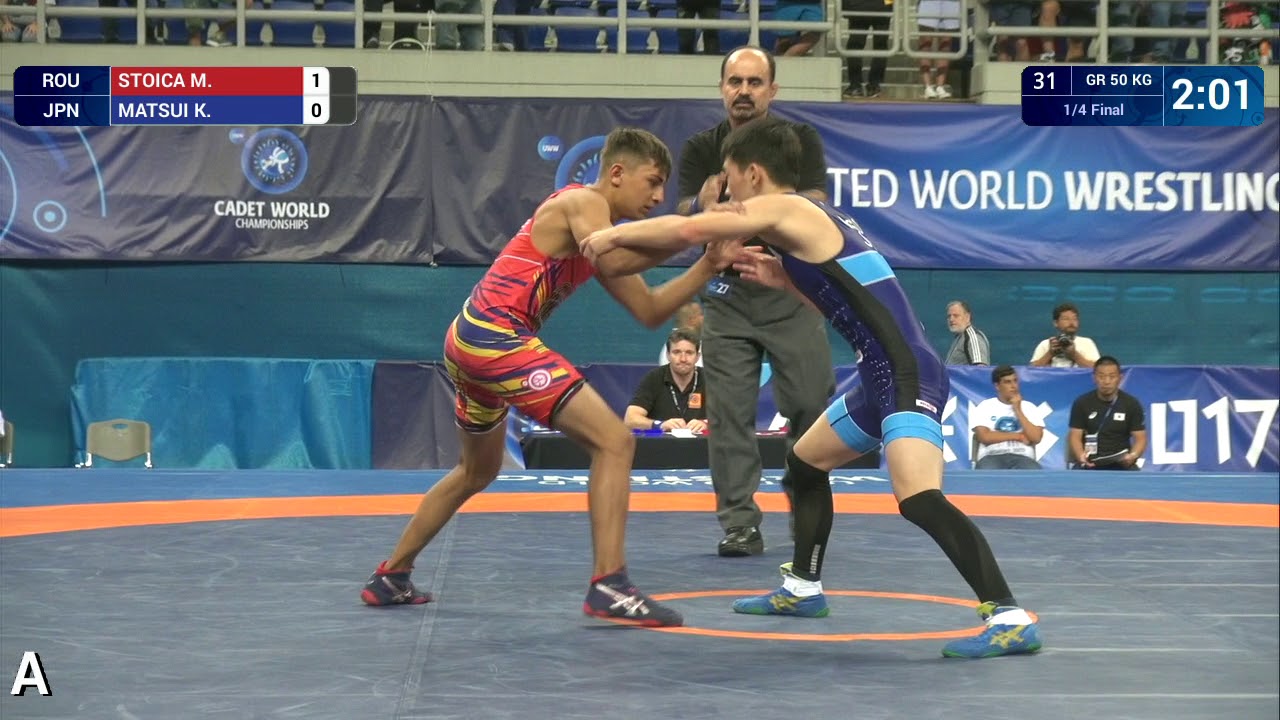1/4 GR - 50 kg: K. MATSUI (JPN) df. M. STOICA (ROU) by VSU1, 9-1
