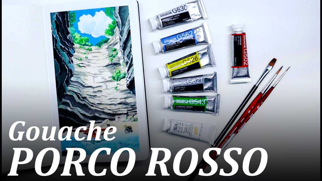 Painting Studio Ghibli scene from Porco Rosso // Holbein Gouache