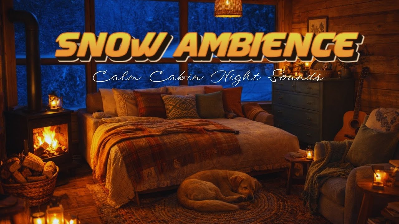 Relaxing Blizzard Night ❄️ Snowstorm Sounds & Cozy Fireplace 🔥