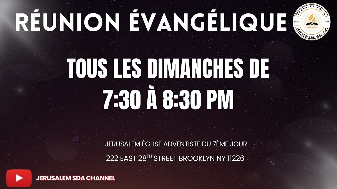 Jerusalem Eglise Adventiste Du 7eme Jour/Etude de la Bible et de l'Esprit de prophetie 16 /03 / 2026
