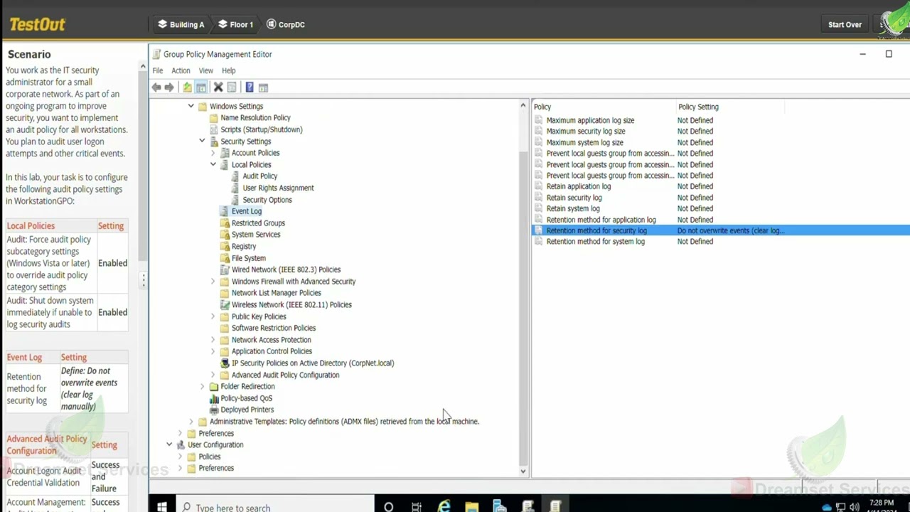 Security Pro Lab 14.1.4 Настройка расширенной политики аудита TestOut