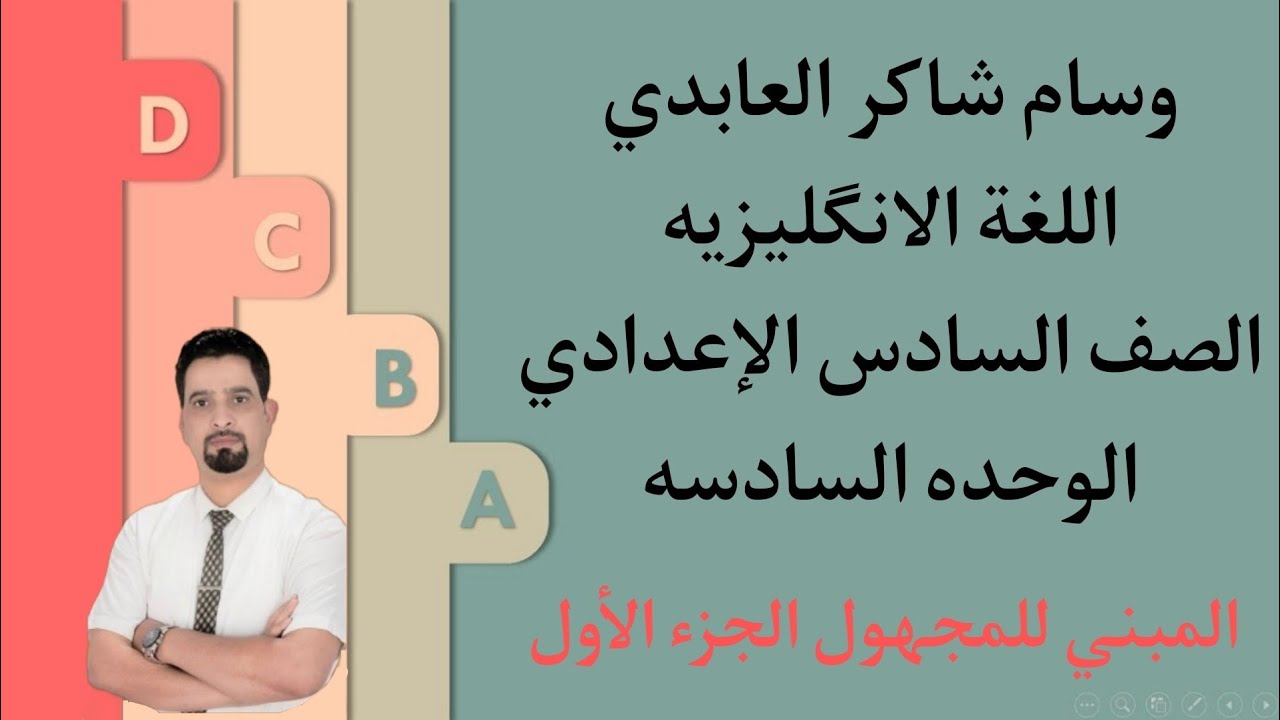 الوحده السادسهَ/ المبني للمجهول الجزء الأول /وسام شاكر العابدي