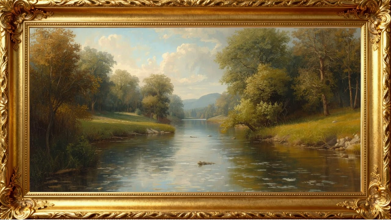 Peaceful Stream &ndash; 4K Oil Painting Wallpaper for TV Background | 4K Frame TV Art