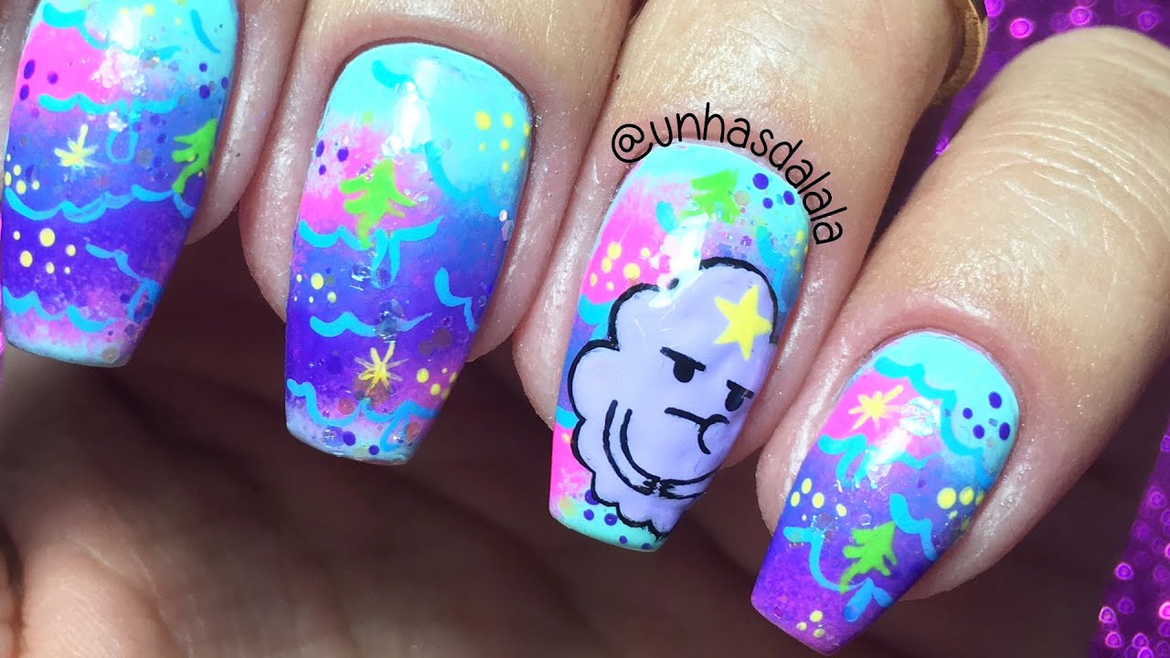Unhas Decoradas Hora de Aventura - Princesa Caroço | Passo a Passo Fácil | DIY | Unhas da Lalá