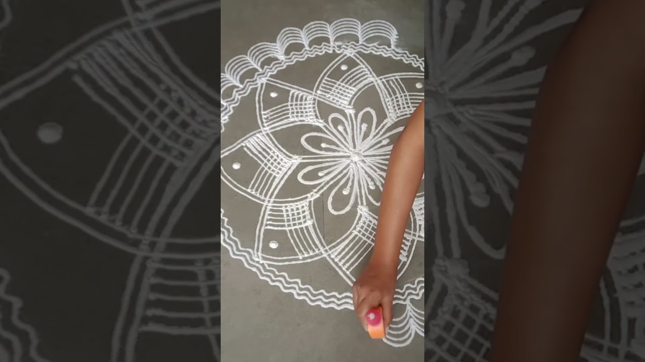 Elegant Rangoli Magic ✨#rangoli #shorts #rangoliart #kolam #creativeart #floorart #indianart