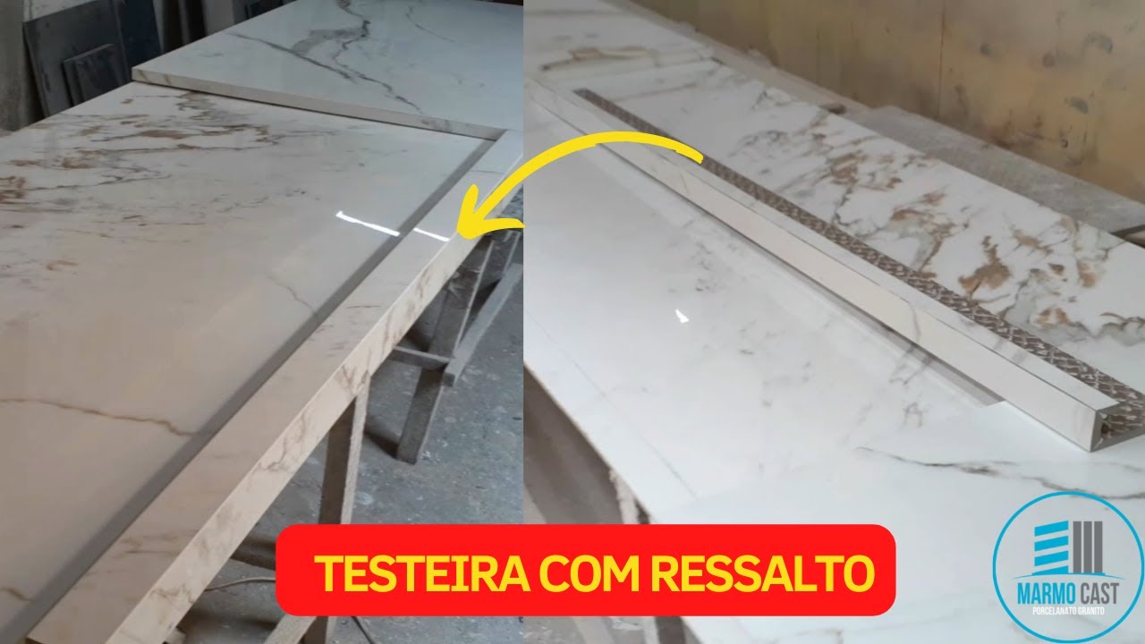 como fazer testeira com ressalto em pia de porcelanato #porcelanataria #cozinha #piadeporcelanato