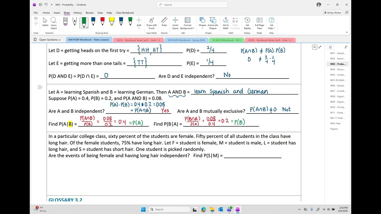 Statistics OER - Section 3-2-b  Independent and Mutually Exclusive Events Part B
