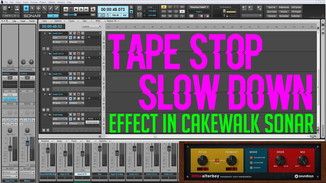 How To Create The: Tape Stop/Slow Down Effect In Cakewalk Sonar
