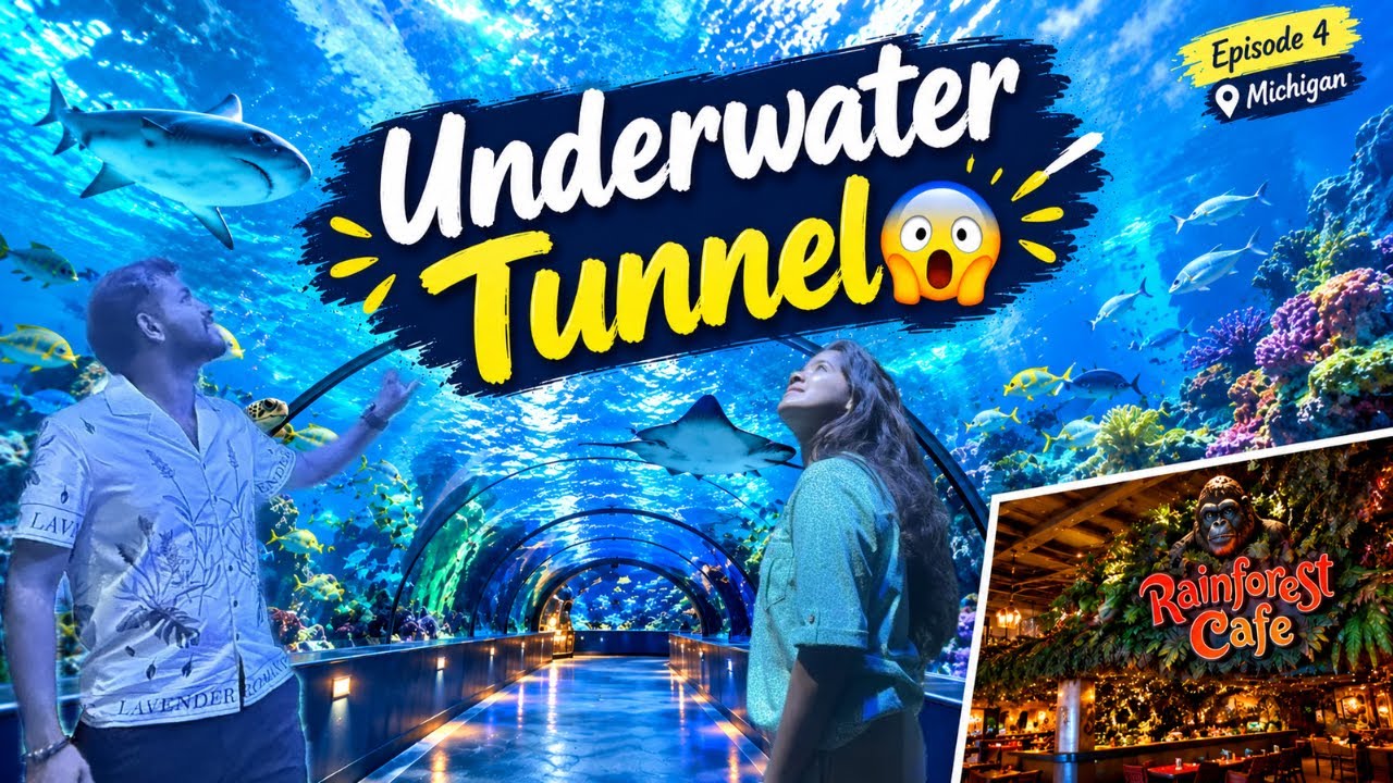 😲AN UNDERWATER TUNNEL IN MICHIGAN?! 🦈🌊 | SEA LIFE AQUARIUM| RAINFOREST CAFE | DETROIT | EPISODE 4