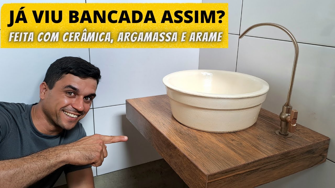 Como fazer uma BANCADA de porcelanato ou cerâmica com arame, argamassa e cola instantânea