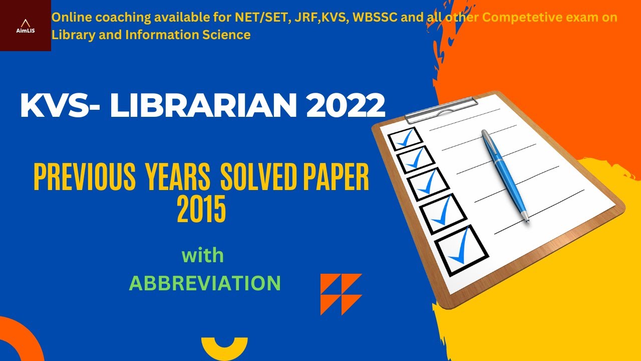KVS Librarian 2022 | Previous year solved paper 2015 with ABBREVIATION | MCQ