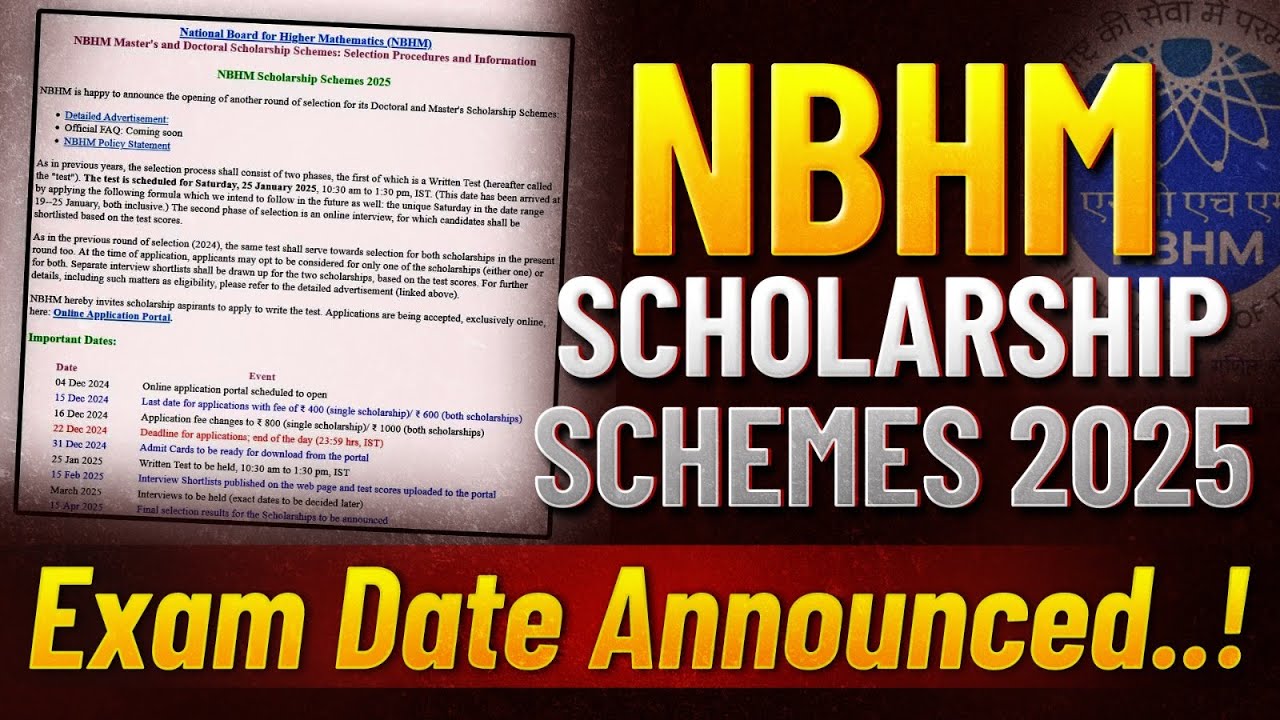 NBHM 2025 Exam Date Released: Complete Details For Scholarship Schemes