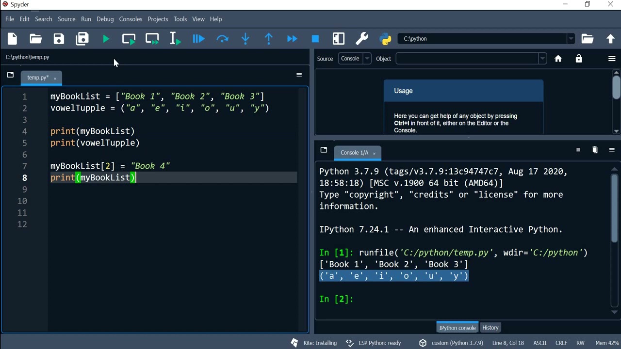 Python 31: Lists vs tuples