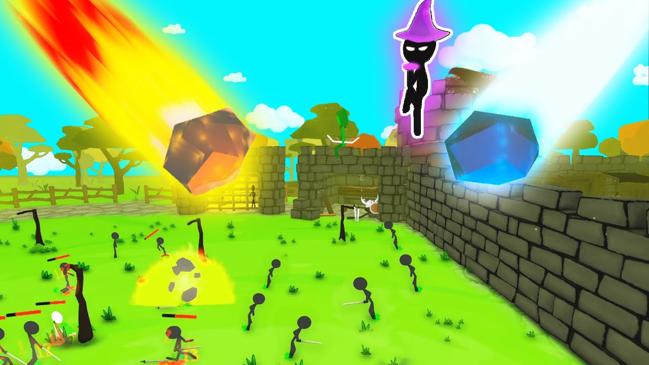 Destroying STICKMEN With Explosive METEORS in Stick War Castle Defense