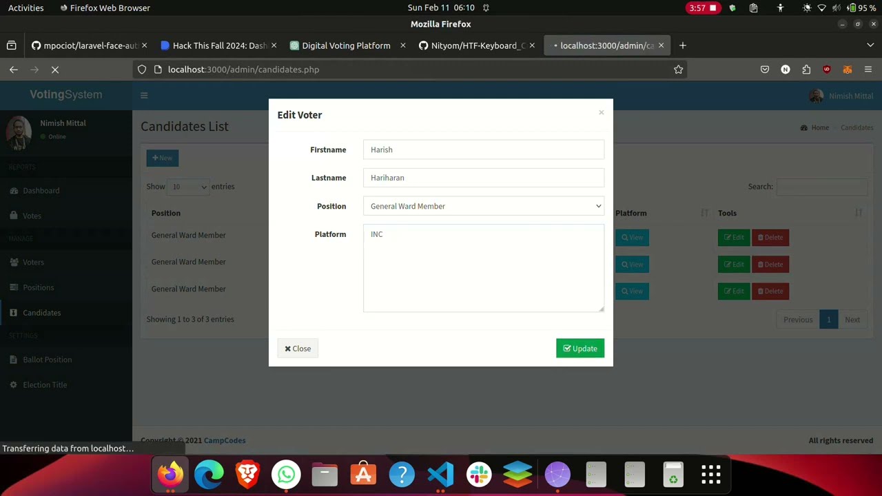 Simple Digitalized Secure Voting System | PHP | MySQL | HTML/CSS/JS | Google Cloud Vision API