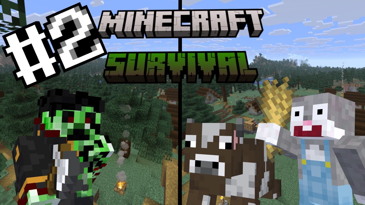 Minecraft Survival #2 limpando o terreno e caçando vacas