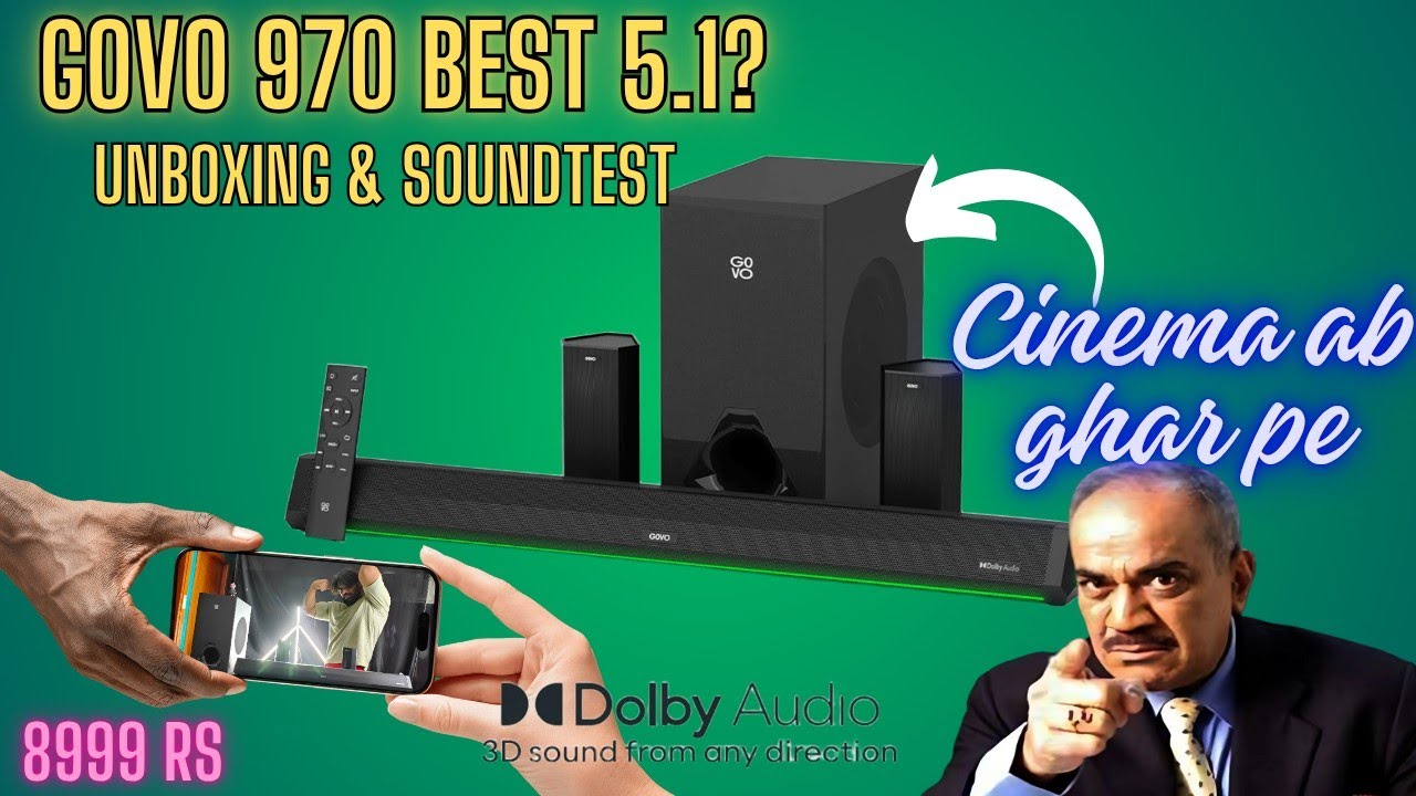 GOVO GoSurround 970 5.1 525W | True Dolby Audio Soundbar Unboxing & Sound Test 🔊 Real Bass Ka Boss!