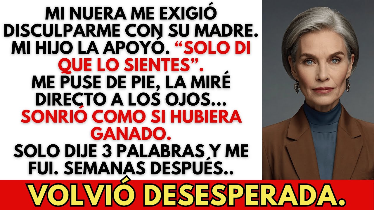 Mi nuera me exigió disculparme con su madre. Dije 3 palabras... Semanas después, volvió desesperada.