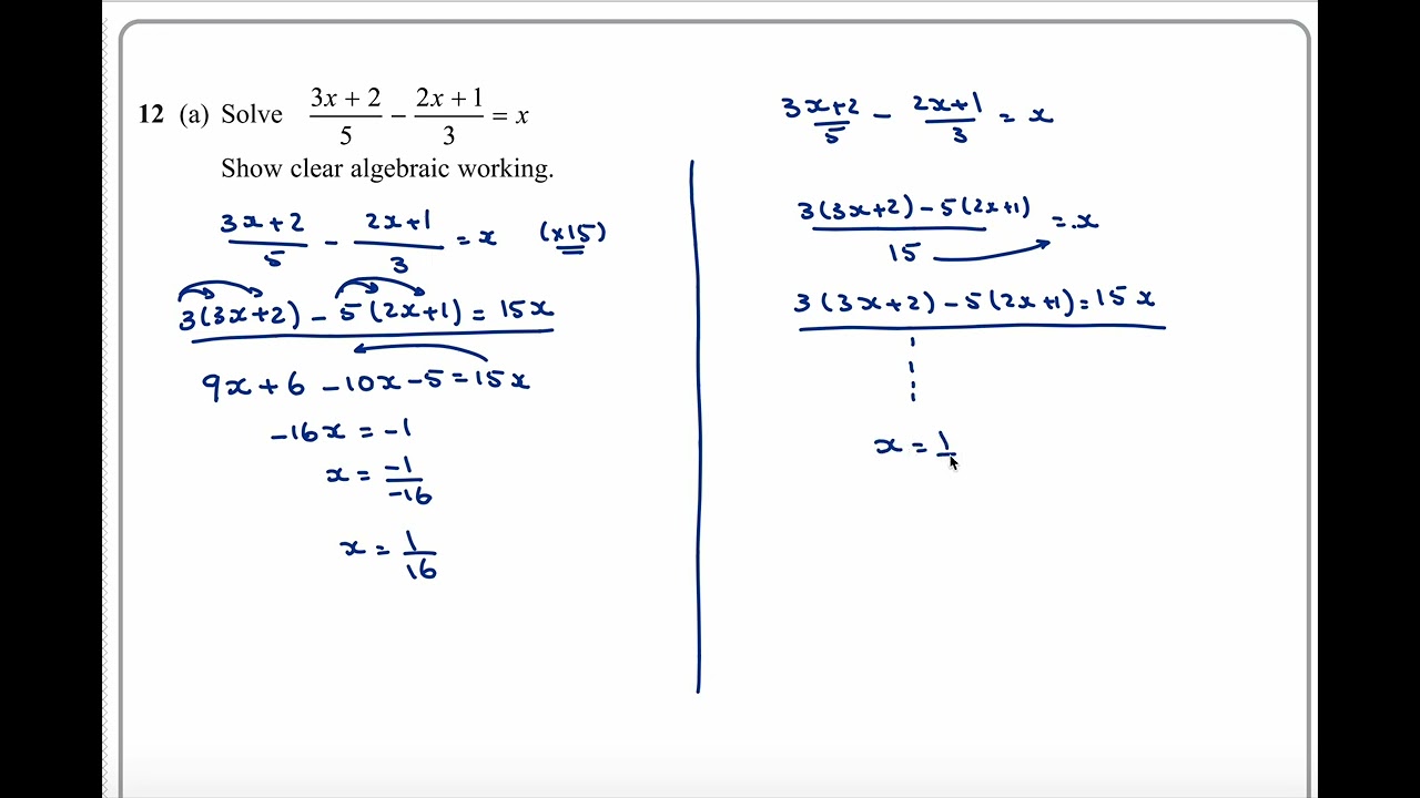 Edexcel IGCSE 4MA1/2H ​​октябрь/ноябрь 2024 г. – Вопрос [12] | [ЛИНЕАРНОЕ УРАВНЕНИЕ – ТЕМА ФОРМУЛ...