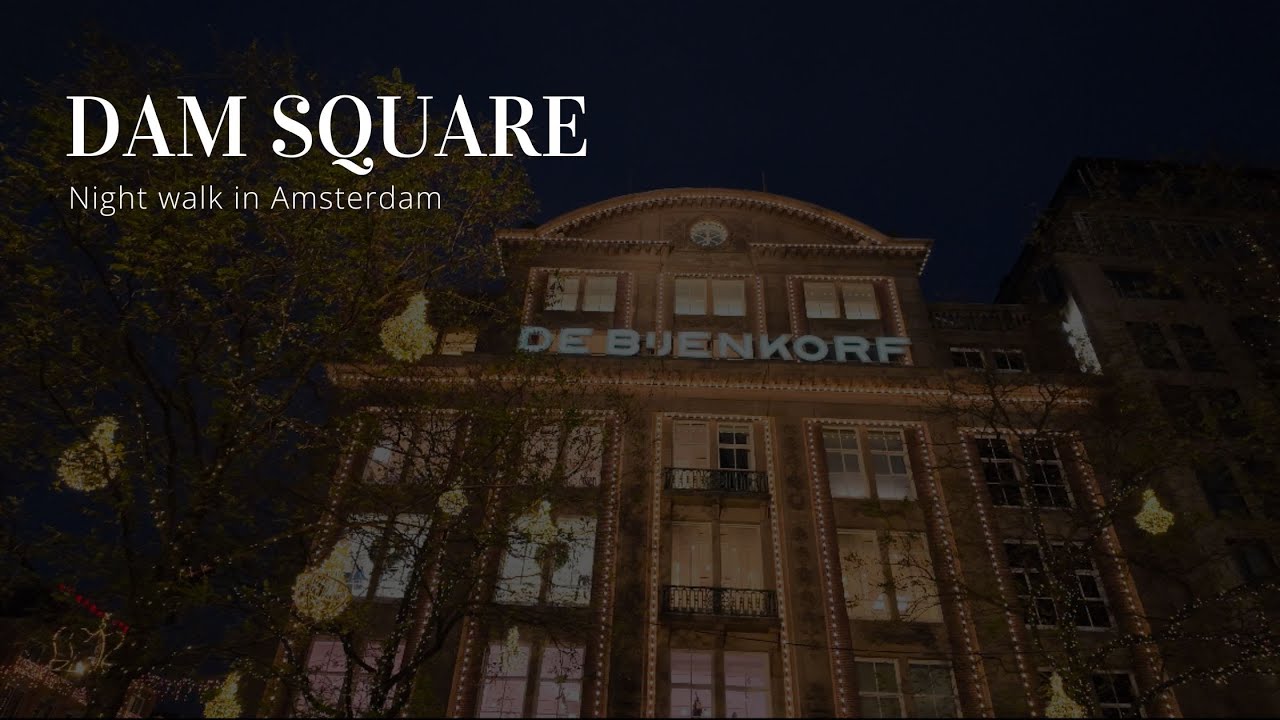 Dam Square at Night — Cold Winter Walk | 4k | UnFiltered