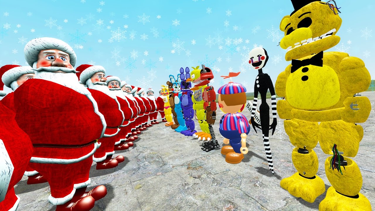 ANIMATRONICS vs ARMY OF SANTA CLAUS (Gmod FNAF Sandbox Funny Moments) Garry's Mod