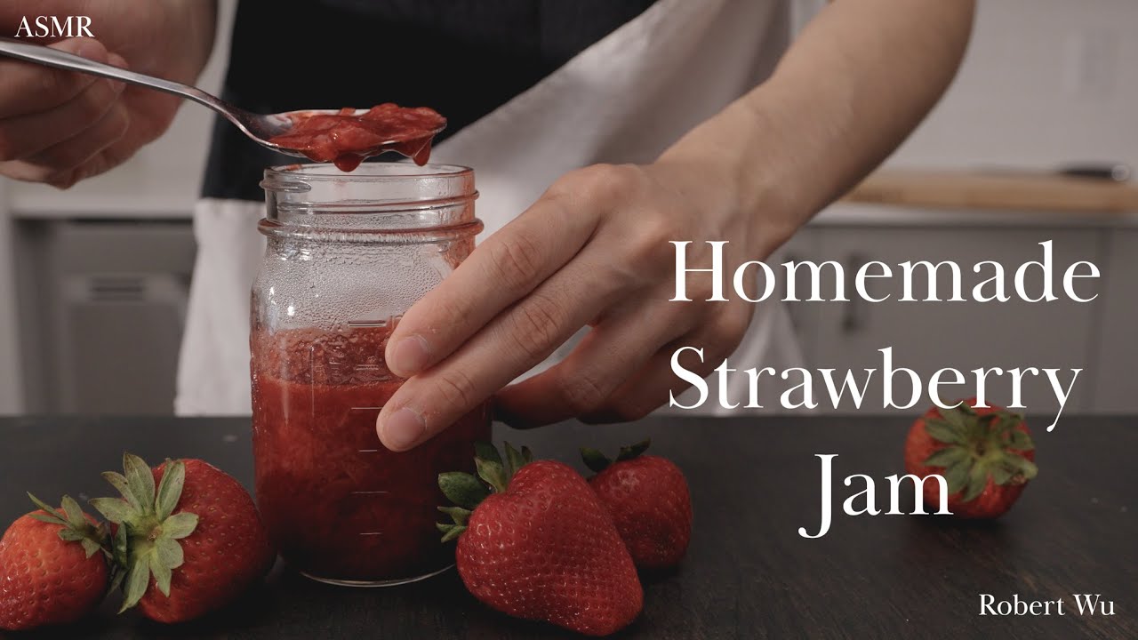 [ASMR] How to Make Homemade Strawberry Jam with no added PECTIN Recipe Video || Robert Wu