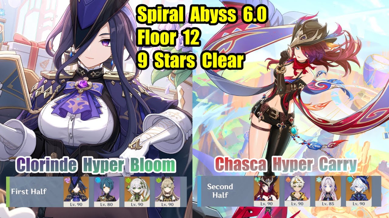 Clorinde Hyper Bloom × Chasca HC / Spiral Abyss 6.0 Full Stars Clear【Genshin Impact】