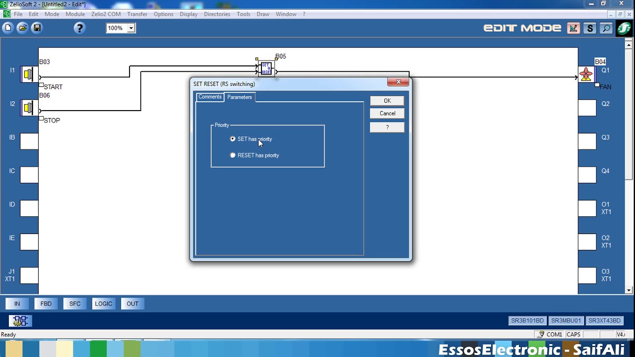 3 - ZelioSoft FBD set  reset