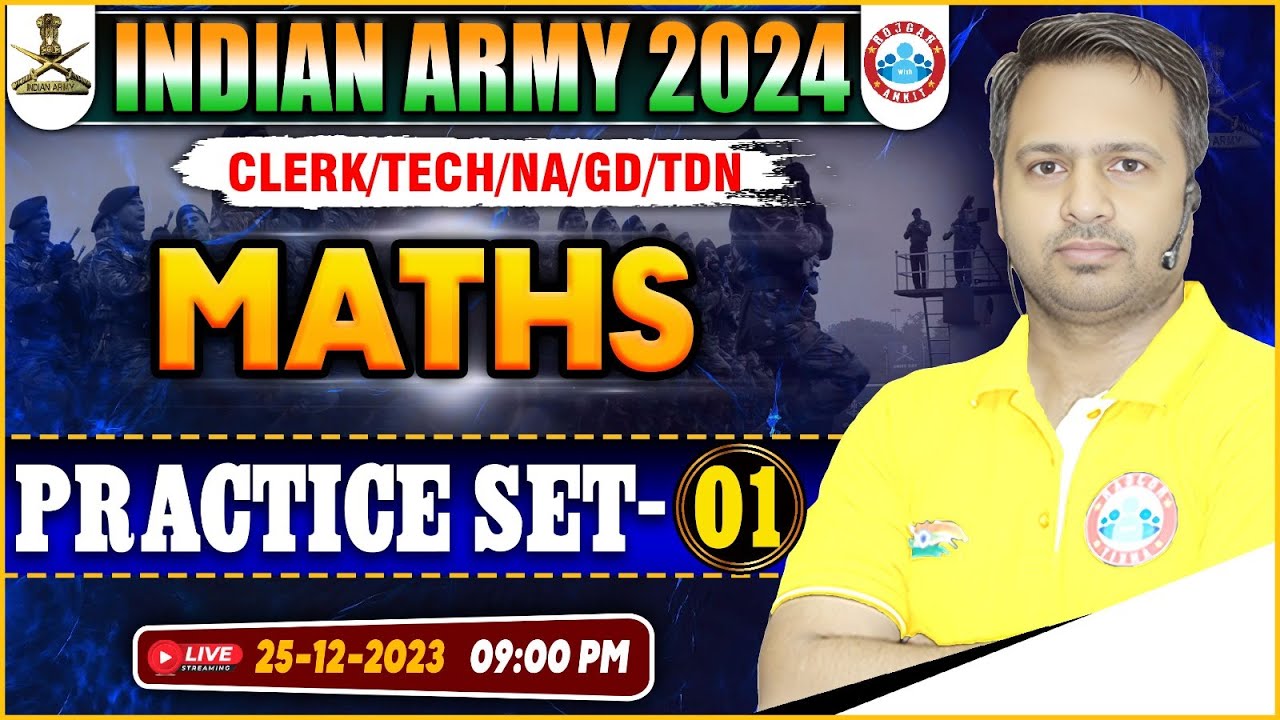 Indian Army 2024 | Army Clerk/Tech/NA/GD/TDN Maths Practice Set #01, Maths PYQ's By Rakesh Sir