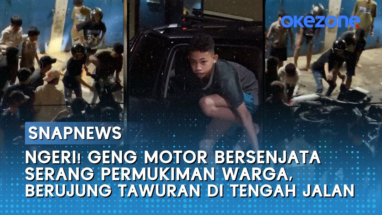 Ngeri! Geng Motor Bersenjata Serang Permukiman Warga,Berujung Tawuran di Tengah Jalan