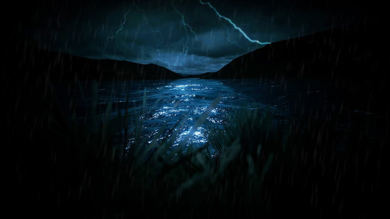 Ocean Rainstorm and Thunder Sounds for Sleeping | Dimmed Screen Waves with Rain and Thunder