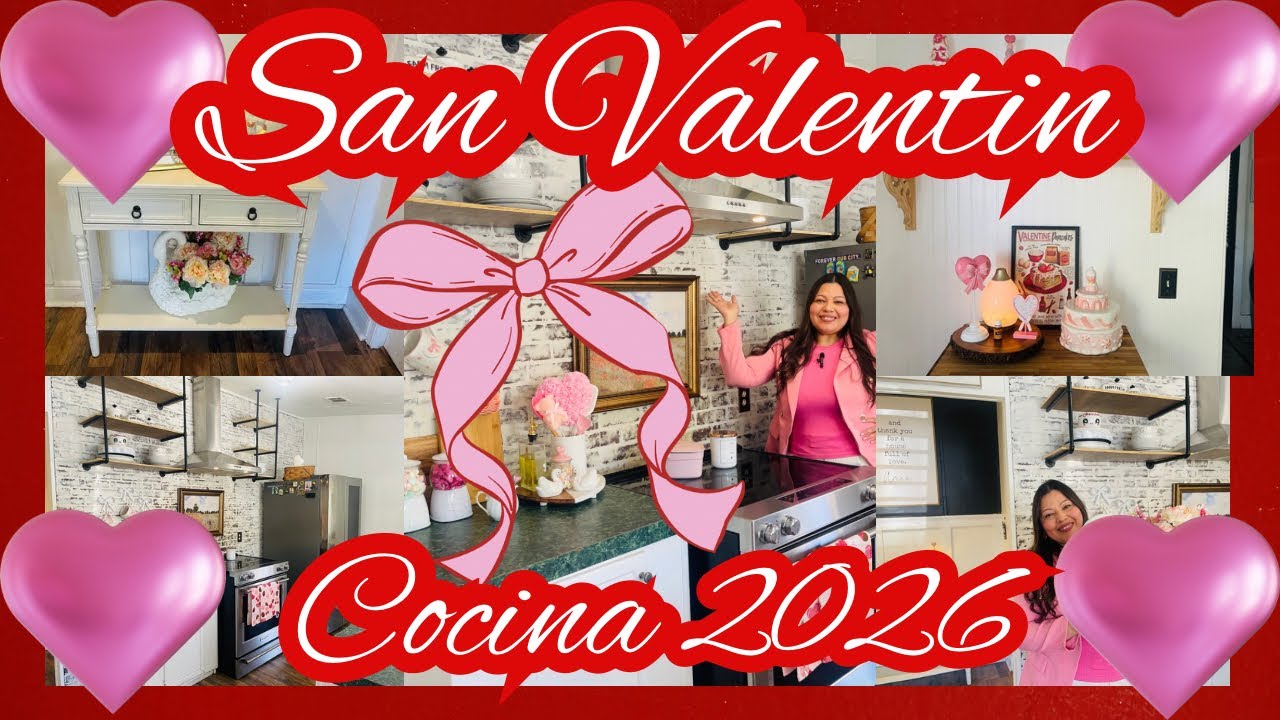 DECORACION DE MI COCINA 🌹 SAN VALENTIN 🎀 SENCILLA HERMOSA Y ELEGANTE 🦢♥️
