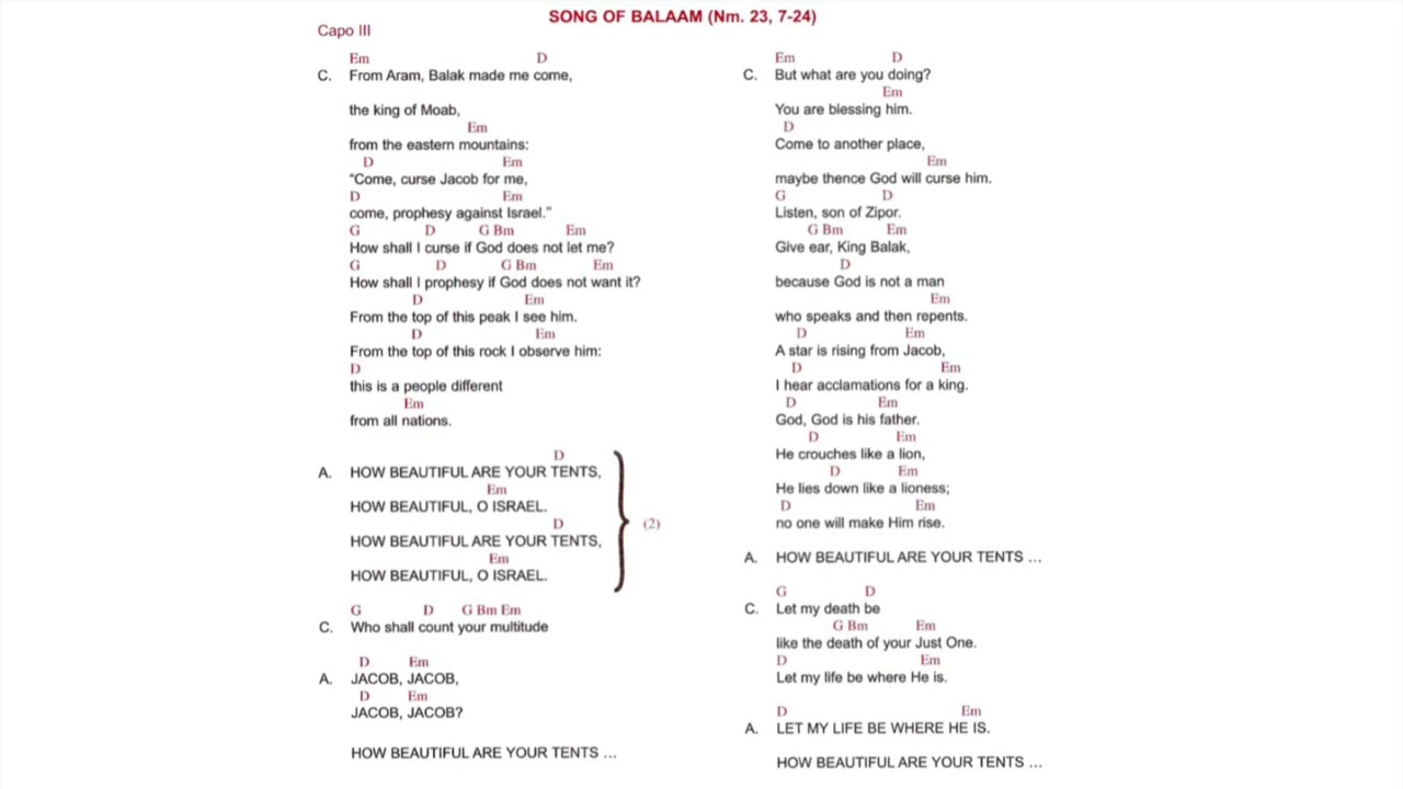 SONG OF BALAAM Song of the Neocatechumenal Way
