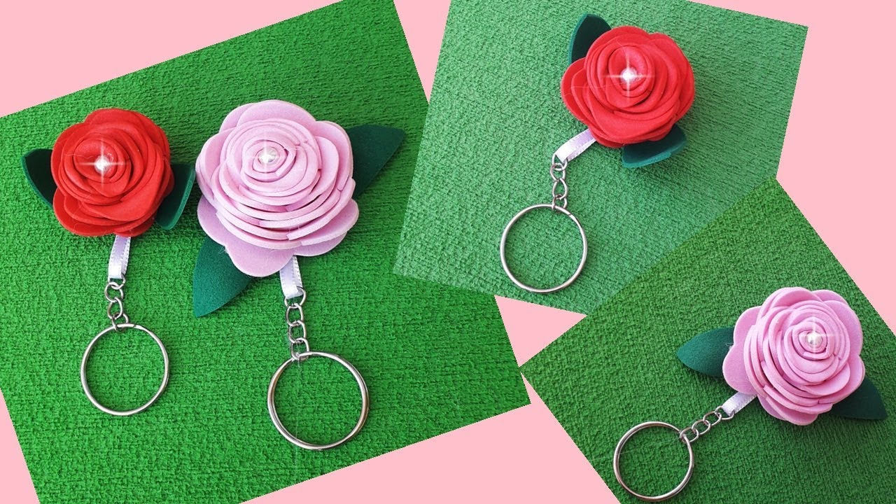Brindes para clientes em E.V.A | Chaveiro rosa em E.V.A | Erik'artes