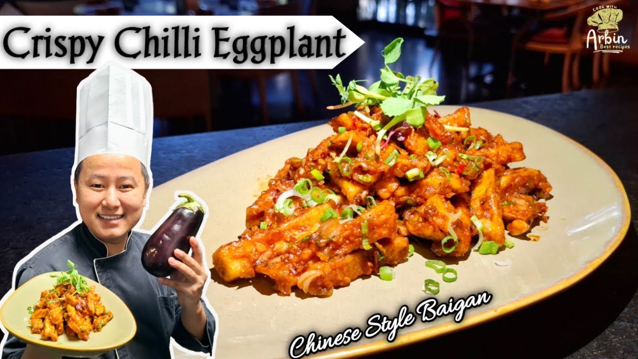 How To Make Brinjal In Chinese Style | Crispy Chilli Eggplant | @Cook with Arbin
