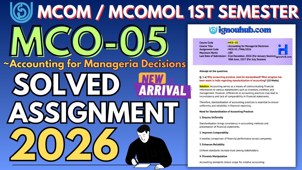 MCO-05 SOLVED ASSIGNMENT 2026 | IGNOU MCOM 1ST SEMESTER SOLVED ASSIGNMENT JAN 2026 / JULY 2026